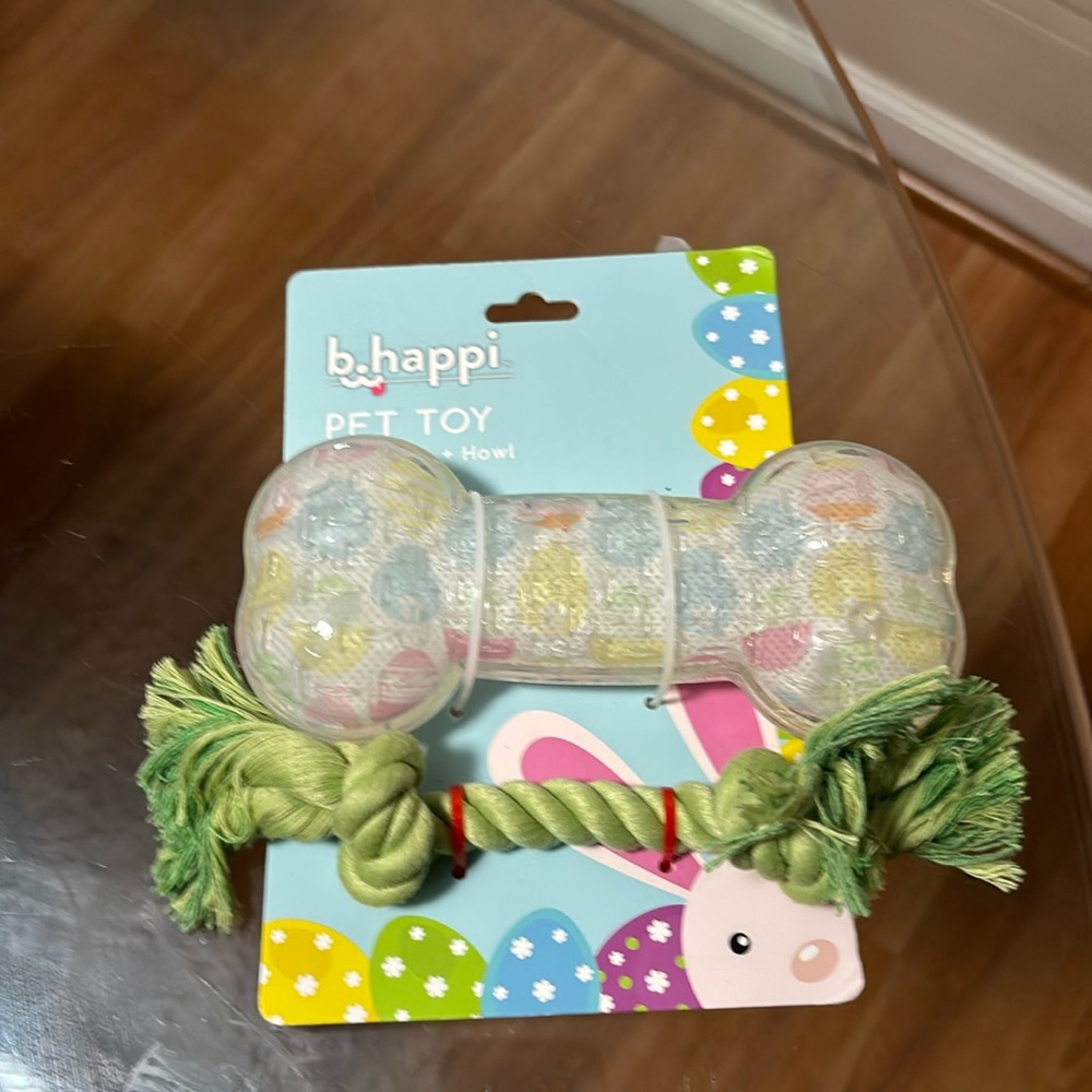 Bhappi plastic Bone 🦴 6” Rope dog toy with squeaker